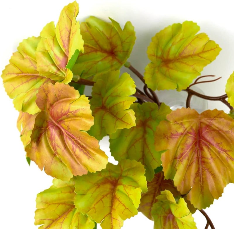 WOLEDOE Reptile Plants for Terrarium, Amphibian Habitat Decor Artificial Hanging Plants with Suction Cup - Fake Heuchera Micrantha Yellow - Image 3